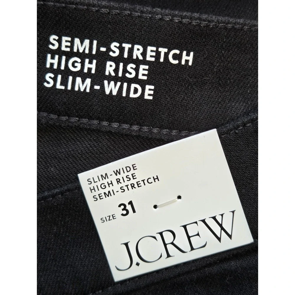 J. Crew‎ Slim Wide Jeans High Rise Womens 31 Black NWT $148 CN277